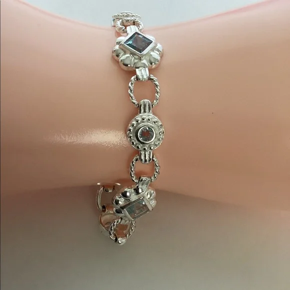 STERLING BYZANTINE TOPAZ BRACELET - Picture 9 of 9
